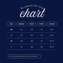 Bluebird Ski Size Chart on a dark blue background